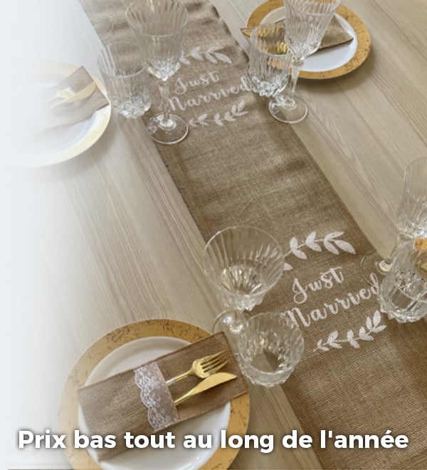 Chemin de table Mariage Vert sauge 30 cm x 10m - Decoration mariage pas  cher - Badaboum