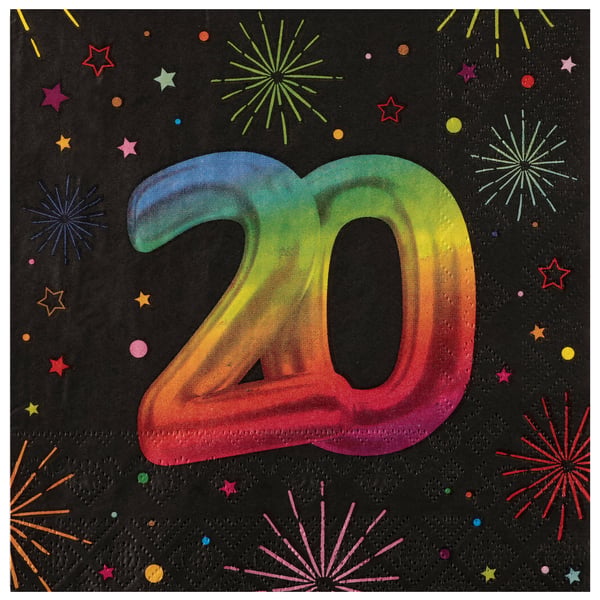 Lot De 20 Serviettes Papier 13 Ans – Motifs Ballons Et étoiles Pour Fête D’anniversaire – 33x33 Cm Couleur Noir Et Rouge