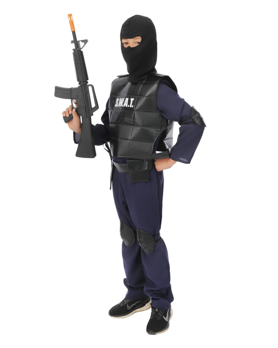 Costume Policier Enfant 15 Pièces - Déguisement Carnaval, Double Rôle Héros Et Méchant, Idéal Pour Halloween Et Jeux De Rôle