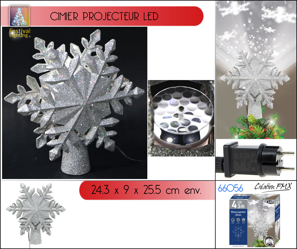 Etoile Sapin Exterieur Étoile Lumineuse Pour Sapin De Noël - 25x20cm - Cimier Pailleté Blanc - Alimentation Piles AA Etoile Sapin Lumineuse