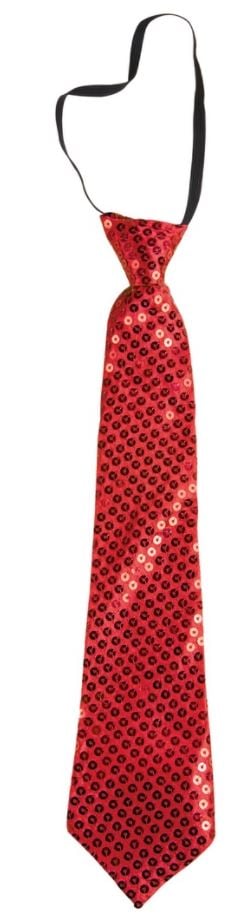Cravate Rouge à Sequins Adulte | Taille Unique, élastique, Déguisement Disco / Charleston