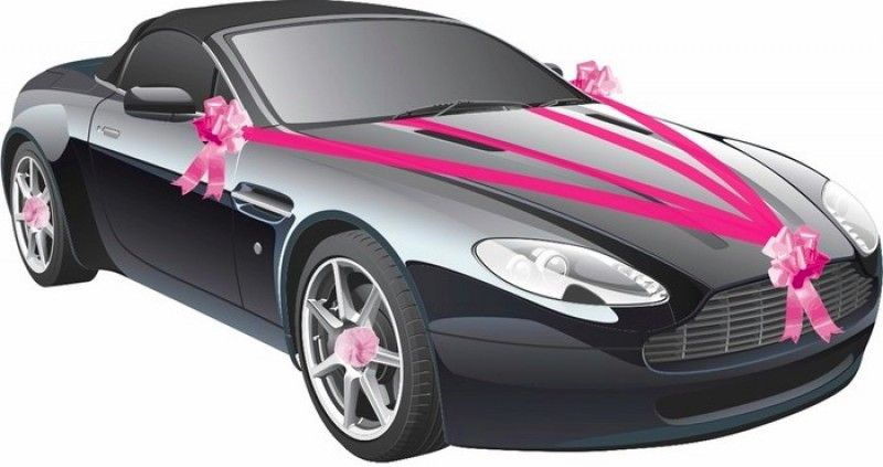 Déco Voiture Mariage LIMEOW - Noeud Rose Pour Rétro Avec Ruban - 2 Pièces Pour Mariage, Anniv - 5