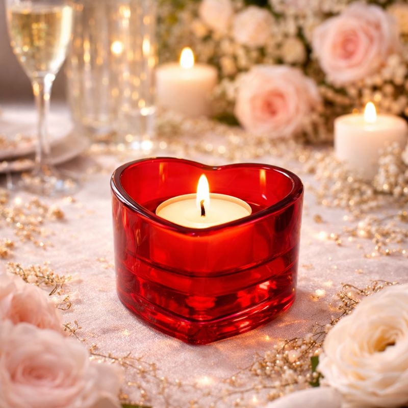 Bougeoir En Verre Noir Et Doré Avec Gravure Au Choix – Motif Cœur Avec Feuilles – Cadeau Personnalisé – Photophore En Verre Cristal – Anniversaire, Fiançailles – Couple D'amour – Romance