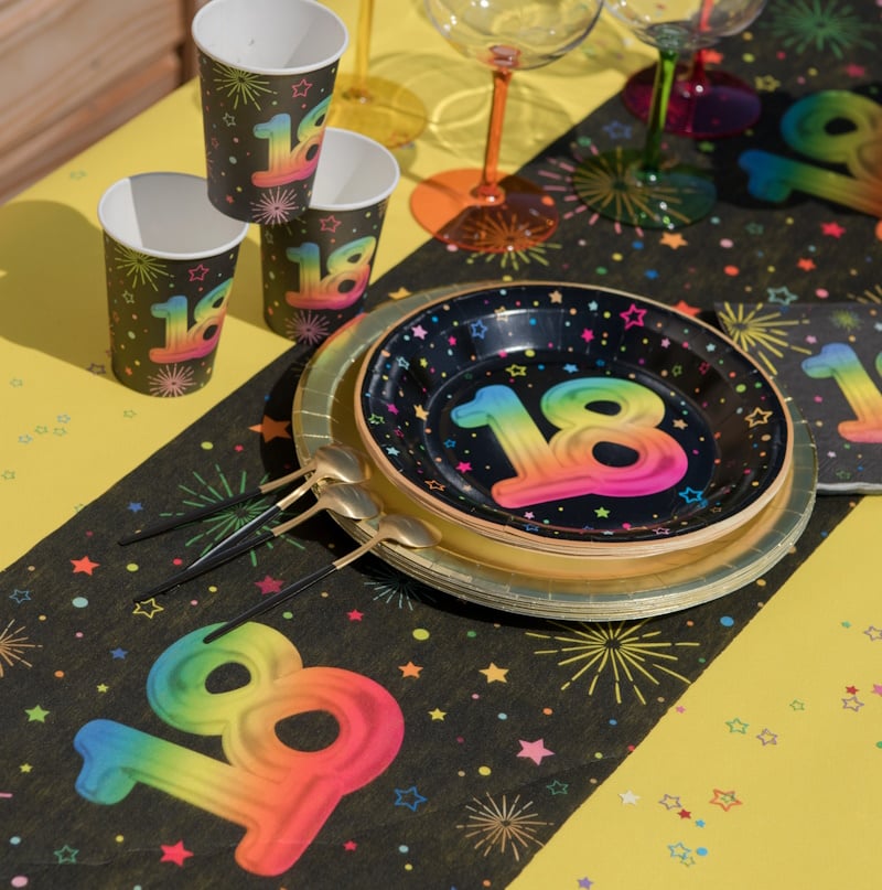 Déco Anniversaire 18 Ans Or Et Noir - Kit Complet Ballons, Bandière Et Confettis Pour Fête Garçon/Fille