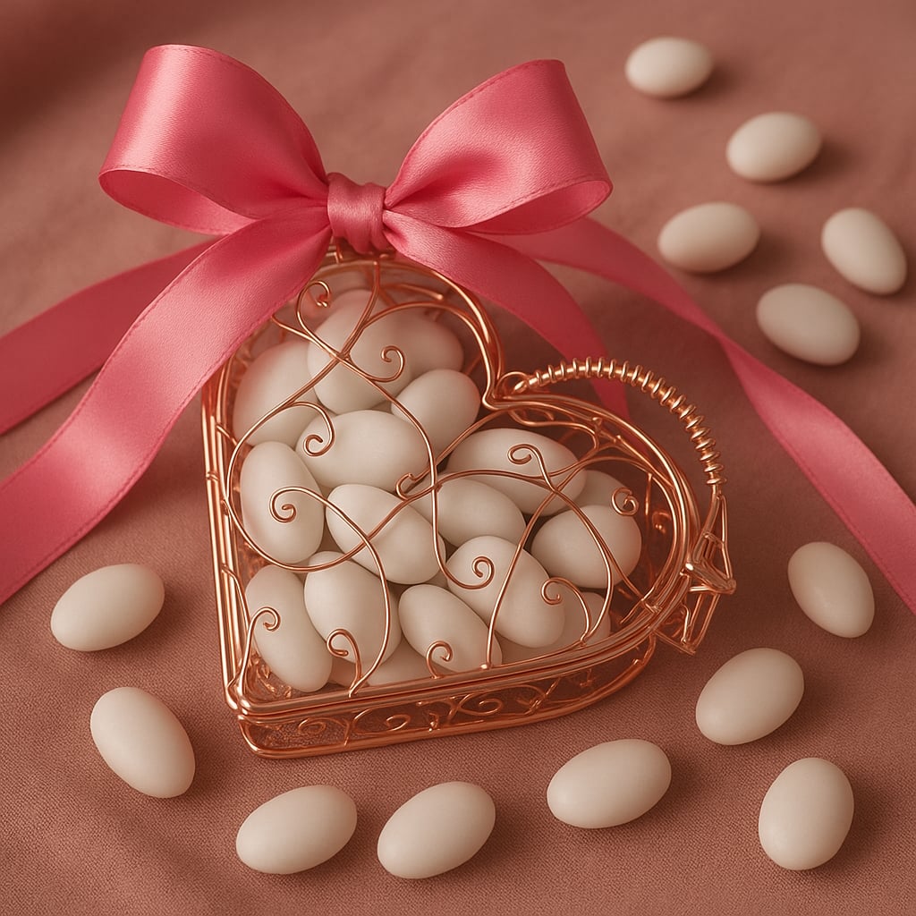 6 Boîtes Cœur Métal Doré Dentelées - Pour Dragées, Mariage, Cérémonies - Neuf Avec étiquettes