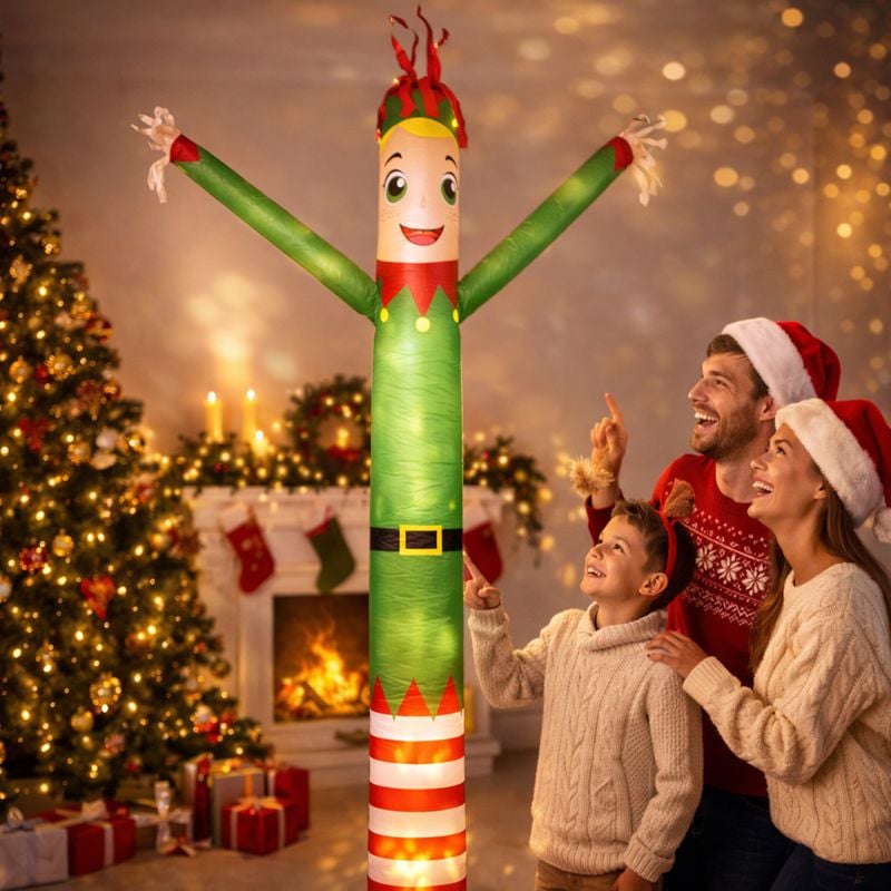 Sapin De Noël Géant Gonflable 2,1m à LED Avec 3 Boîtes Cadeaux - Décoration Intérieur Extérieur