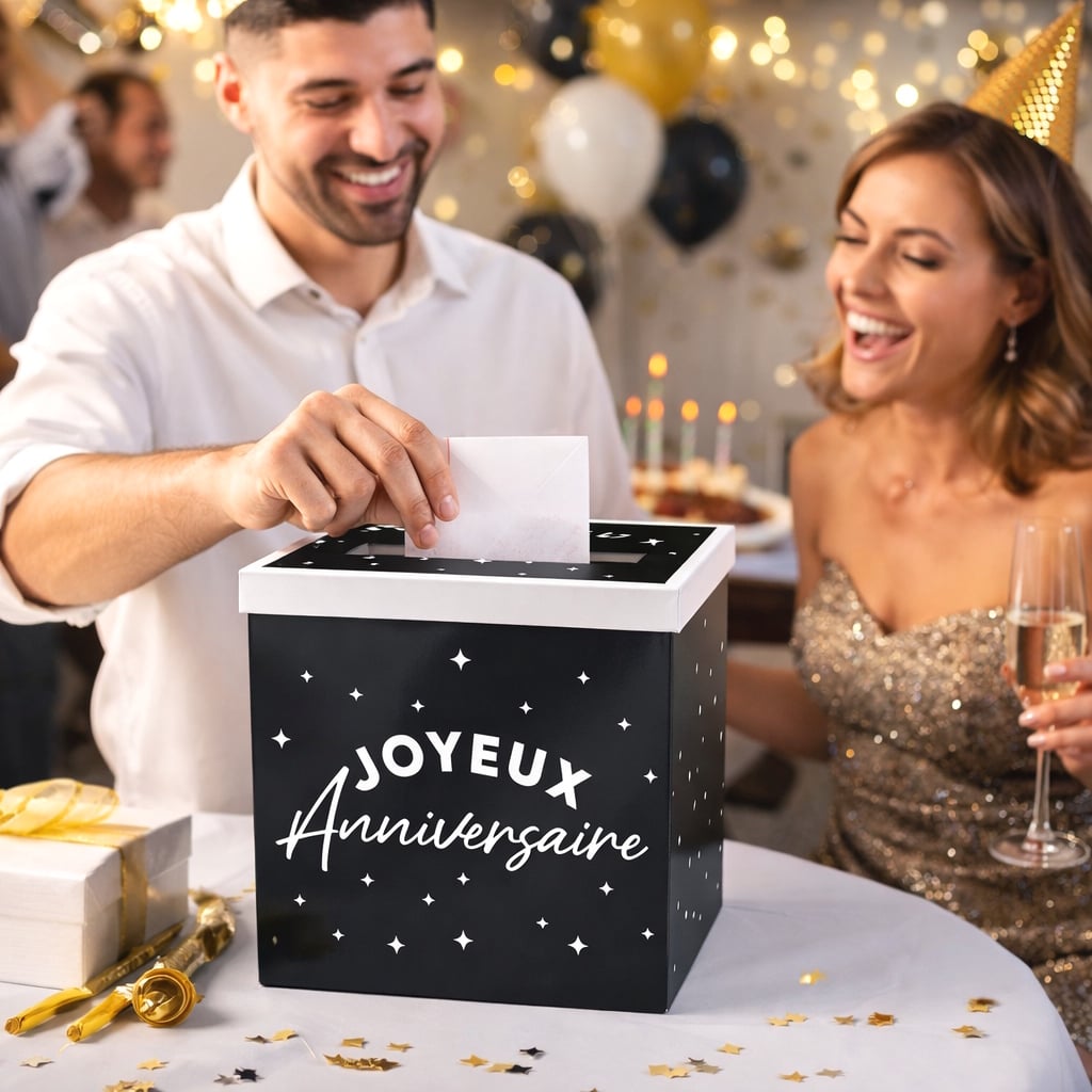 Urne joyeux anniversaire dorée