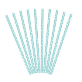 Paille Candy Bar pas cher a pois Turquoise x 10 pièces