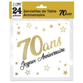 24 Serviettes de table en papier Or 70 Ans