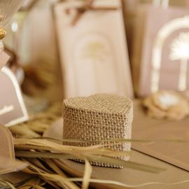 2 Boites Coeurs en jute naturelle 6x4.5x6cm - decoration fetes pas cher - Badaboum.fr