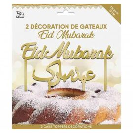 2 Cake toppers Eid Mubarak OR 17 cm