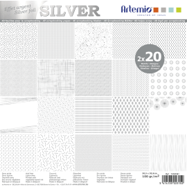 Bloc de 40 feuilles de Papier Scrapbooking Argent