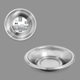 6 bols en plastique réutilisable Argent 18cm
