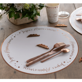 6 Sets de table Joyeux Anniversaire Rose gold