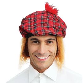 Béret écossais avec cheveux face - adulte
