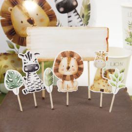 7 Piques décoratifs Gâteau Anniversaire animaux de la savane