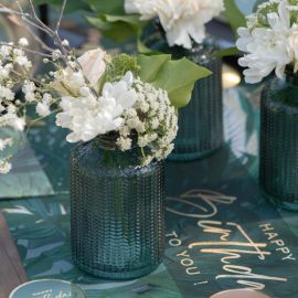 Vase bouteille en verre Bleu Canard