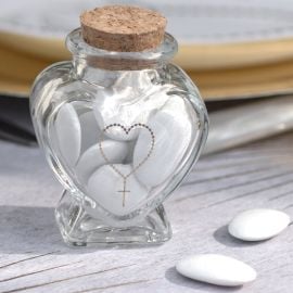 Pot en verre Coeur dragées Cérémonie