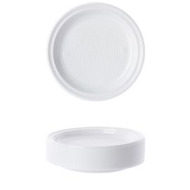 Assiette plastique Blanche Réutilisable 20.5 cm x 100 pièces - decoration fetes pas cher - Badaboum.fr