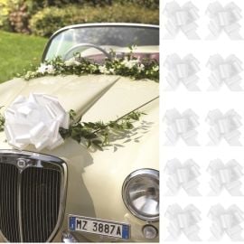 Prampe 30 Pices Noeud Voiture Mariage Blanc, Noeud Tulle Mariage