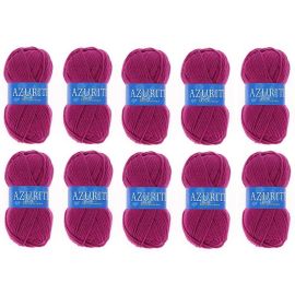 10 Pelotes de laine Azurite acrylique Framboise