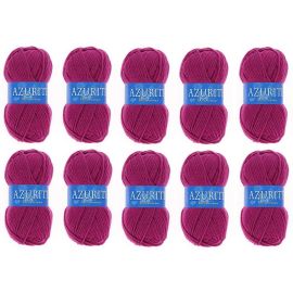 10 Pelotes de laine Azurite acrylique Framboise