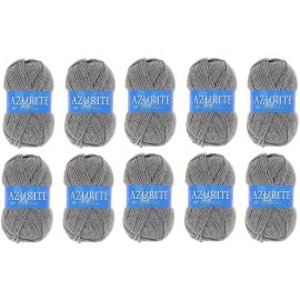 10 Pelotes de laine Azurite Acrylique Gris