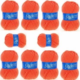 10 Pelotes de laine pas cher Azurite Orange Tropical