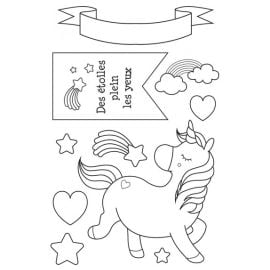 10 Tampons transparents Motifs Licorne
