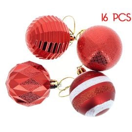 16 Boules de noel luxe Rouge 6cm