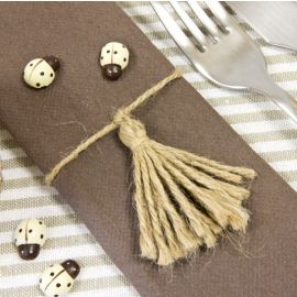 4 Ronds de serviette avec corde pompon