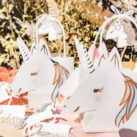 4 Sacs Cadeaux Licorne Pastel 