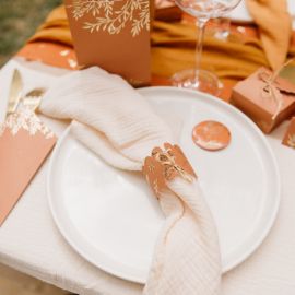 4 Serviettes de table en gaze de coton Ivoire