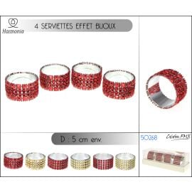 4 Ronds de Serviette Bijoux Rouge