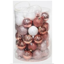 50 Boules de noel Blanches et Rose Gold 5 cm