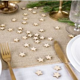 50 Confettis de table Etoile en bois naturel 