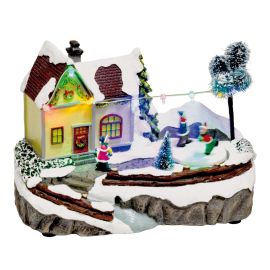 Village de Noel Animé Bataille Boule de Neige a Pile