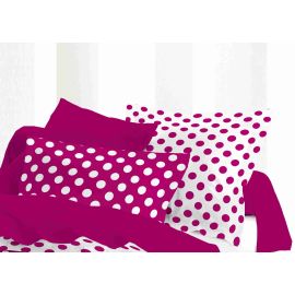 Taie d'oreiller volant à pois Fuschia 75x75cm 100% coton