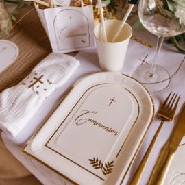 8 Assiettes en carton Communion Pureté Blanc