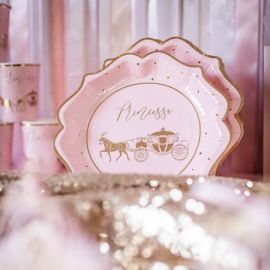 8 Assiettes en carton Princesse et Carosse 