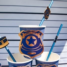 8 Gobelets en carton Theme Police