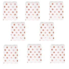 8 Sachets a dragees blancs a pois rose gold