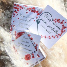 Boite de jeu de 35 questions Theme Coquelicot