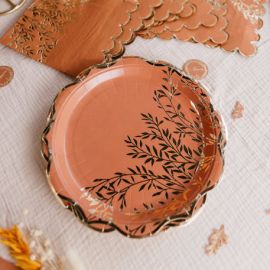 8 Assiettes Carton theme Jolis Brins TerraCotta