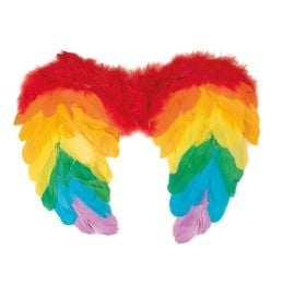 Ailes d'ange en plumes - arc-en-ciel - 40 x 32 cm