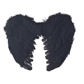 Ailes d'ange en plumes - noir - 40 x 32 cm