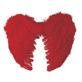 Ailes d'ange en plumes - rouge - 40 x 32 cm