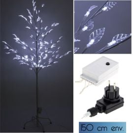 Arbre lumineux 128 LED Blanc avec feuilles transparentes