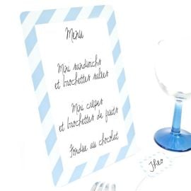 Ardoise menu candy bar bleu ciel