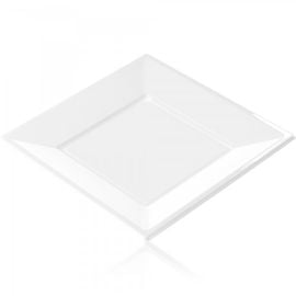 Assiette carrée plastique Blanche 18 cm x 12 pièces